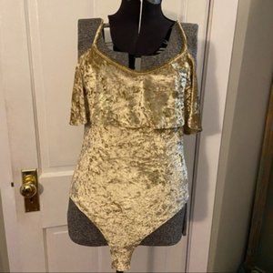 charlotte russe gold velvet bodysuit Lg